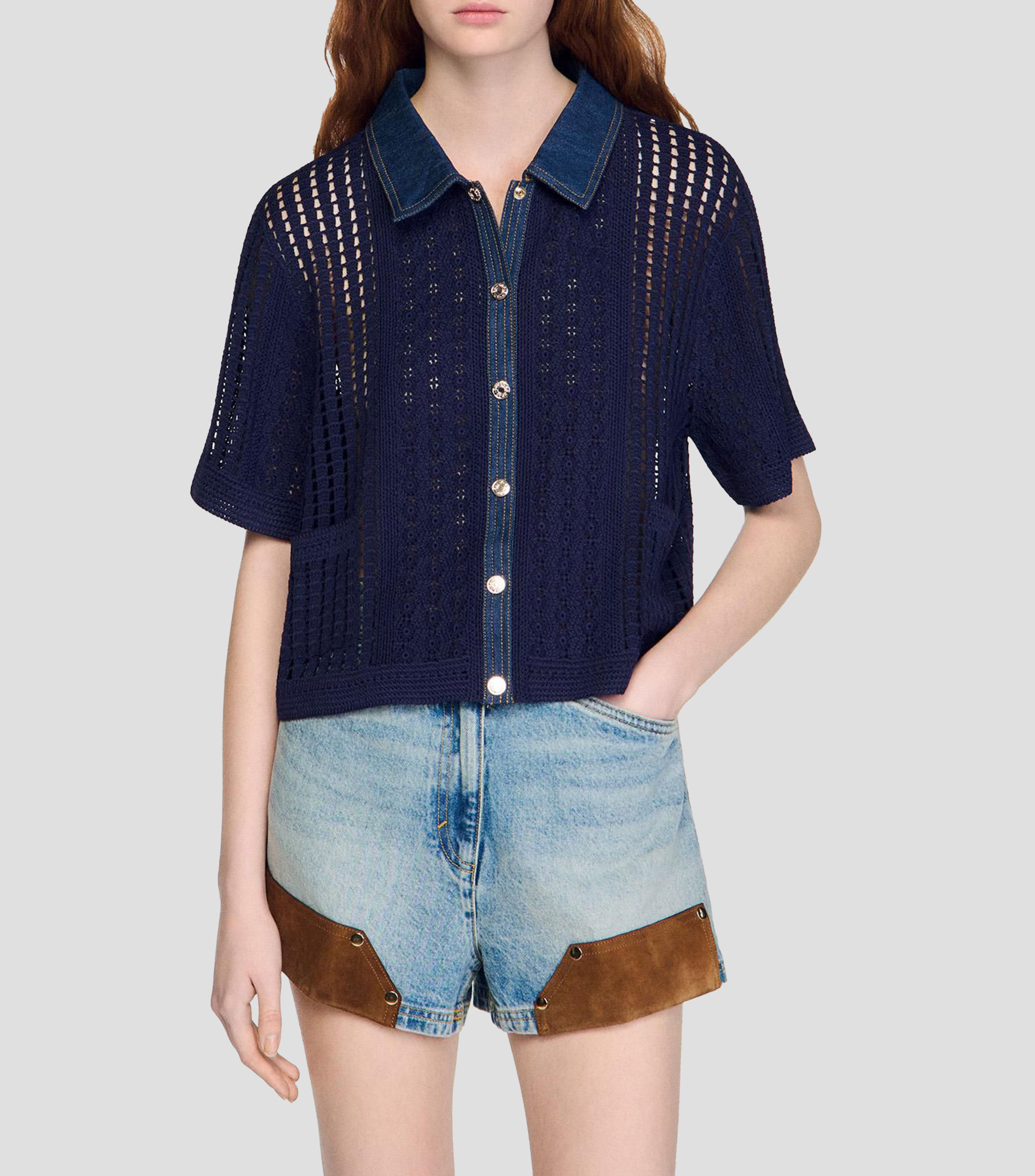 Camisa manga corta E26Marea con microdiseño Mujer